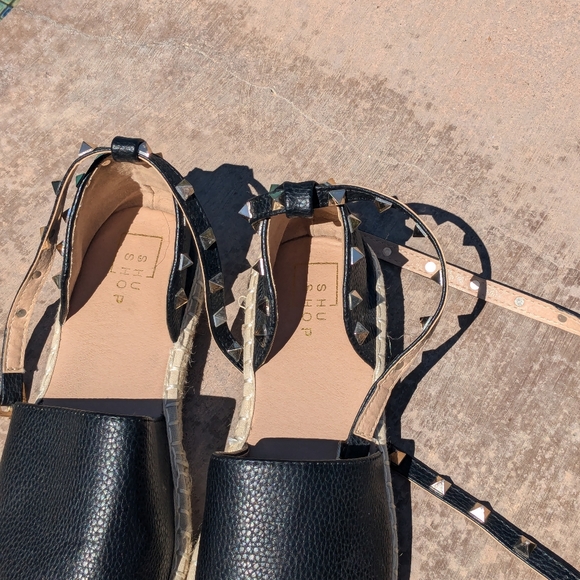Rockstud Espadrilles Closed-toe with ankle straps,  low platform US size 10. - Picture 10 of 10